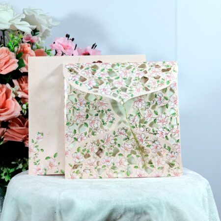 Square Floral Cutout Wedding Invitation